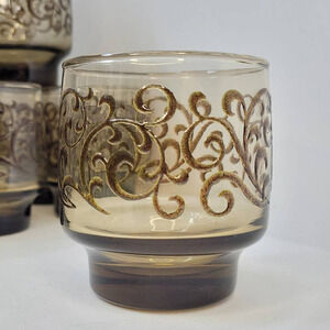 Vintage Libbey Empire Scroll Prado 2‎ A Pair Rocks Stacking Glasses Drinkware